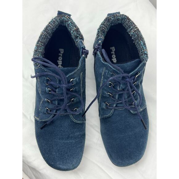 Propet Women’s Size 8 Blue Delaney Suede Ankle Booties Zip Up Comfort Shoes - Picture 4 of 11